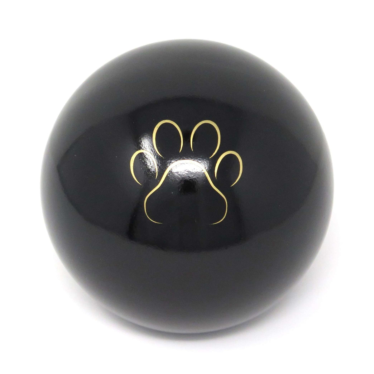 Tierurne in Kugelform mit einer Pfote bemalt Schwarz