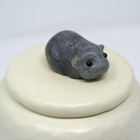 Meerschweinchenurne aus Keramik mit Meerschweinchen Figur aus Stein in grau