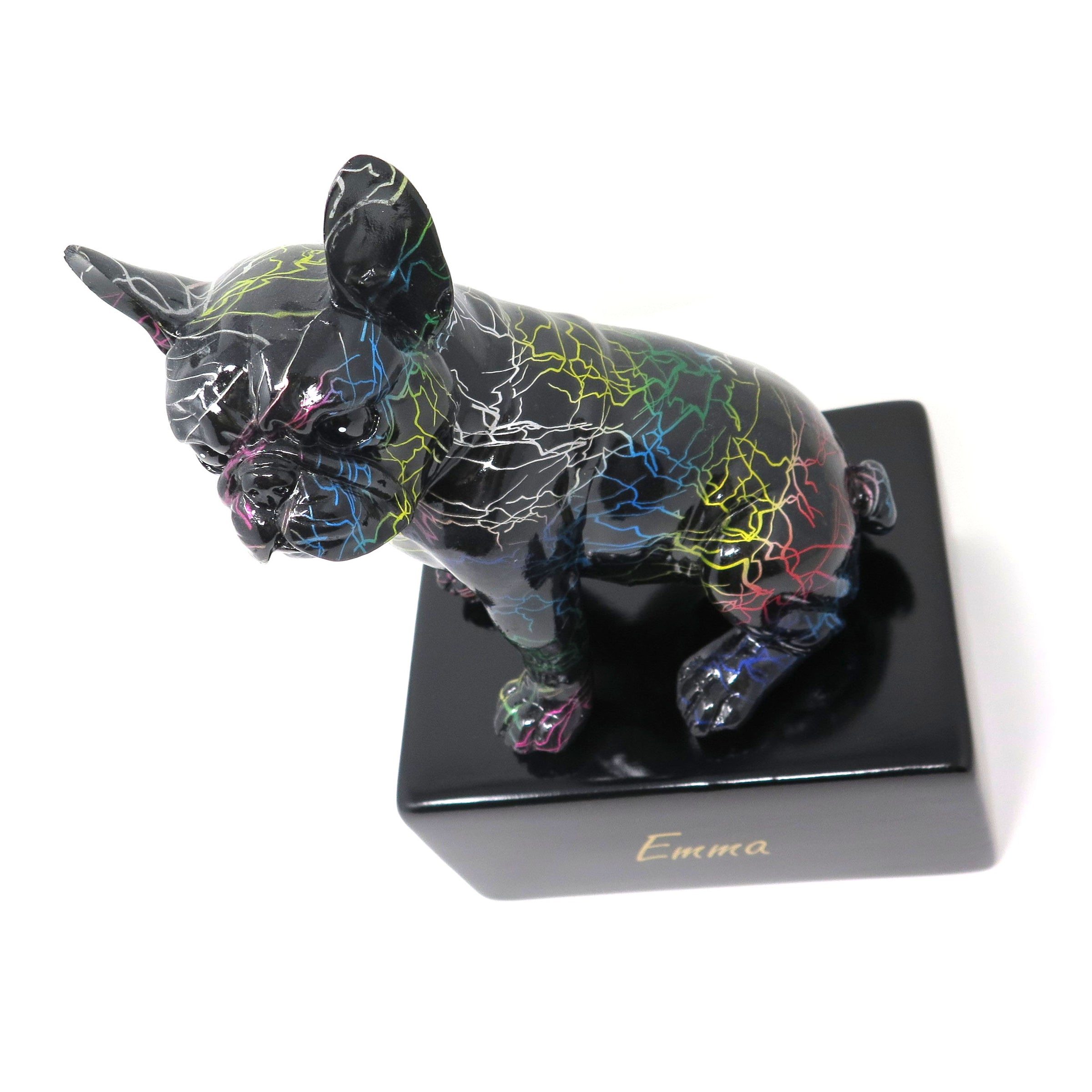urne mit französischer Bulldogge Figur