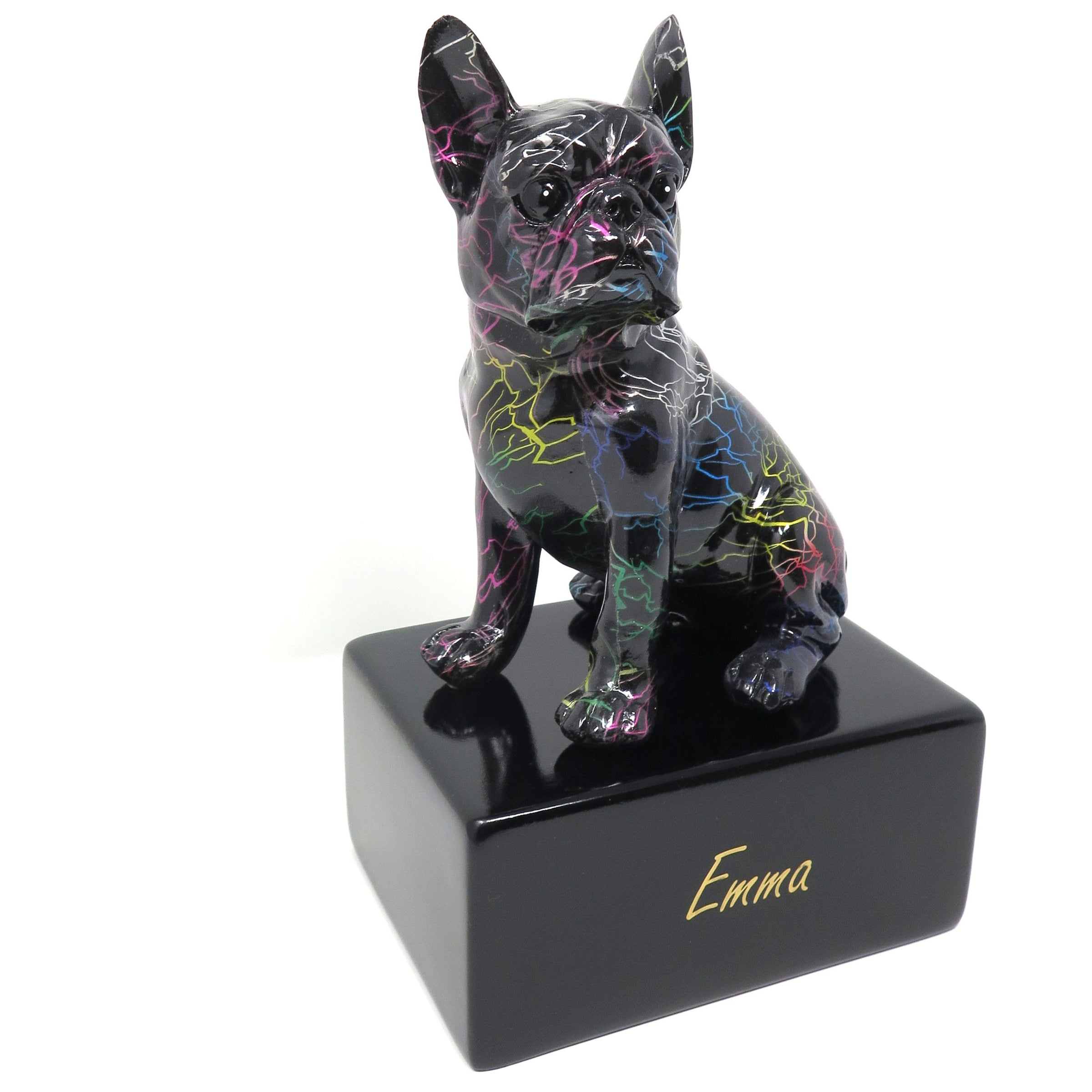 Urne mit Französischer Bulldogge Figur