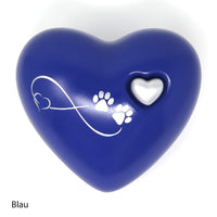 Tierurne in Herzform Blau mit Endlose Liebe Symbol