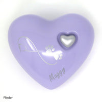 Tierurne in Herzform Flieder mit Endlose Liebe Symbol