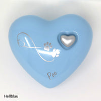 Tierurne in Herzform Hellblau mit Endlose Liebe Symbol
