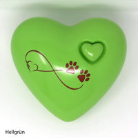 Tierurne in Herzform Hellgrün mit Endlose Liebe Symbol