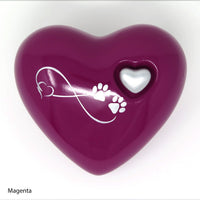 Tierurne in Herzform Magenta mit Endlose Liebe Symbol