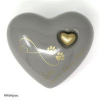 Tierurne in Herzform Mittelgrau mit Endlose Liebe Symbol