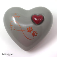 Tierurne in Herzform Mittelgrau mit Endlose Liebe Symbol