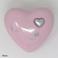 Tierurne in Herzform Rosa mit Endlose Liebe Symbol
