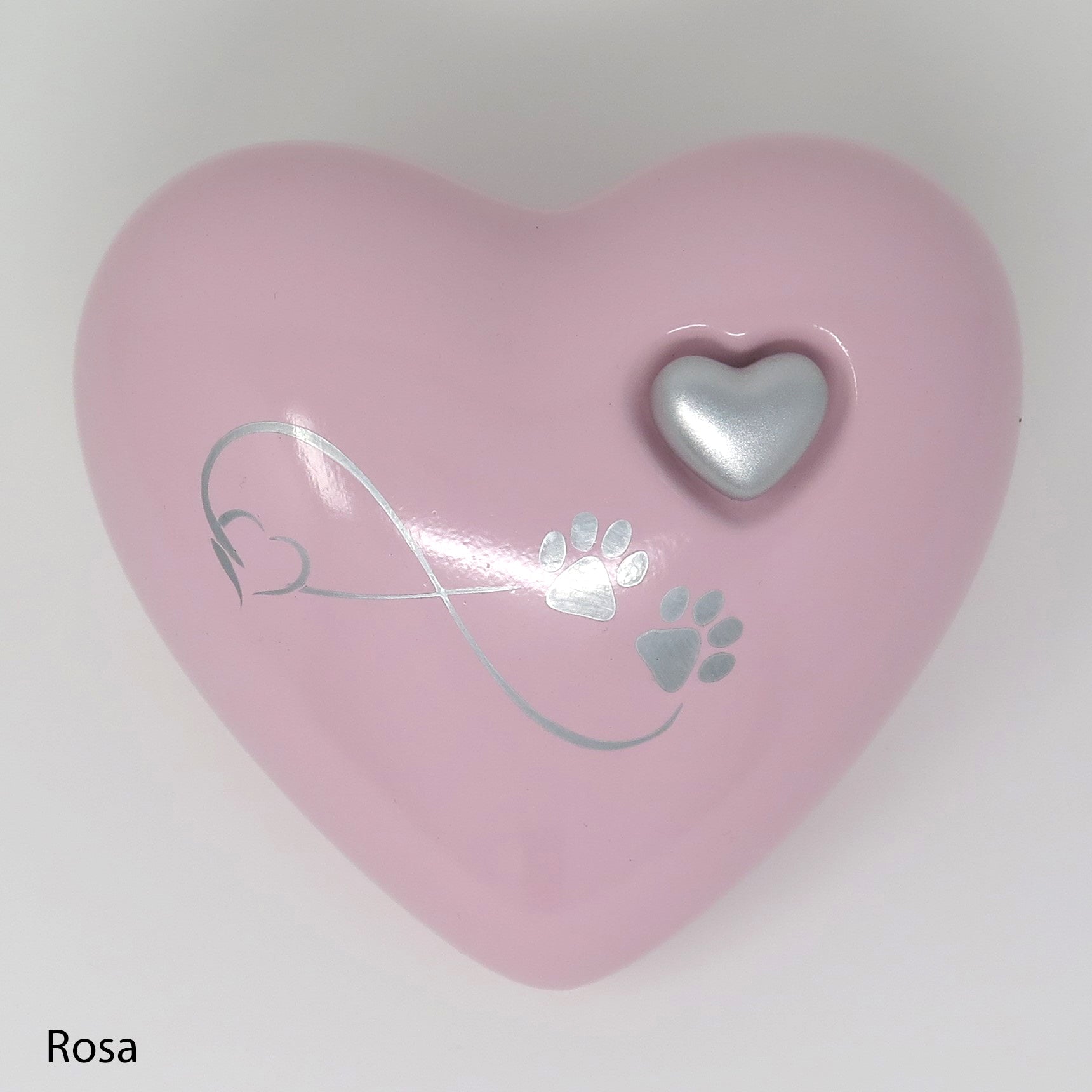 Tierurne in Herzform Rosa mit Endlose Liebe Symbol