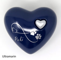 Tierurne in Herzform Ultramarin mit Endlose Liebe Symbol