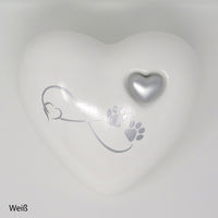 Tierurne in Herzform Weiß mit Endlose Liebe Symbol