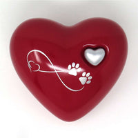Tierurne in Herzform Rot mit Endlose Liebe Symbol