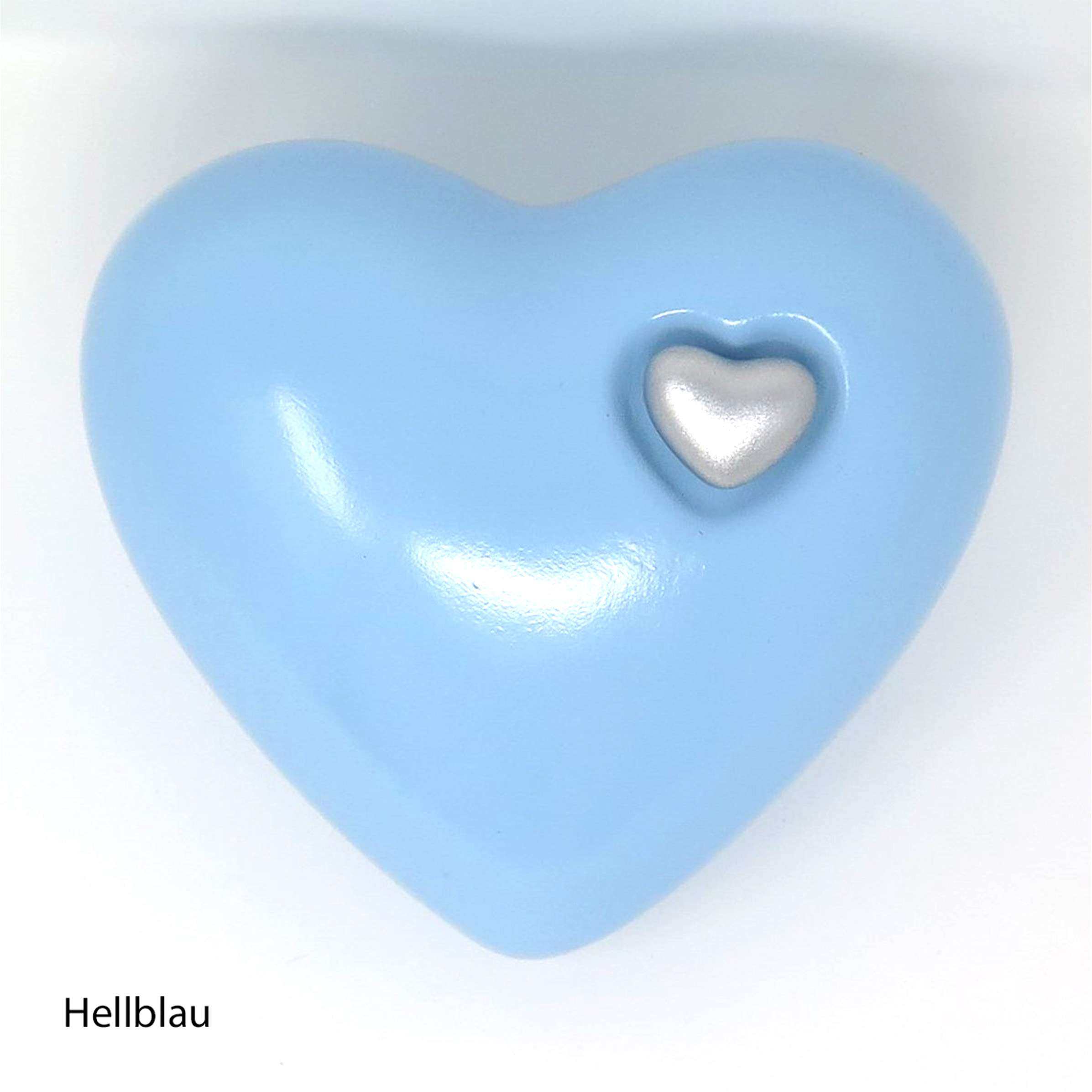 Tierurne in Herzform Hellblau