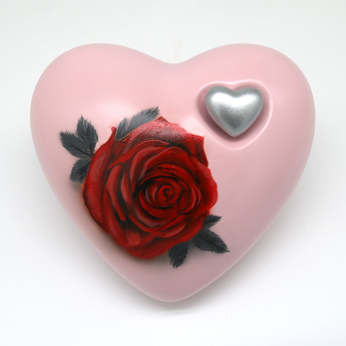 Humanurne mit Teelichteinsatz mit einer roten Rose