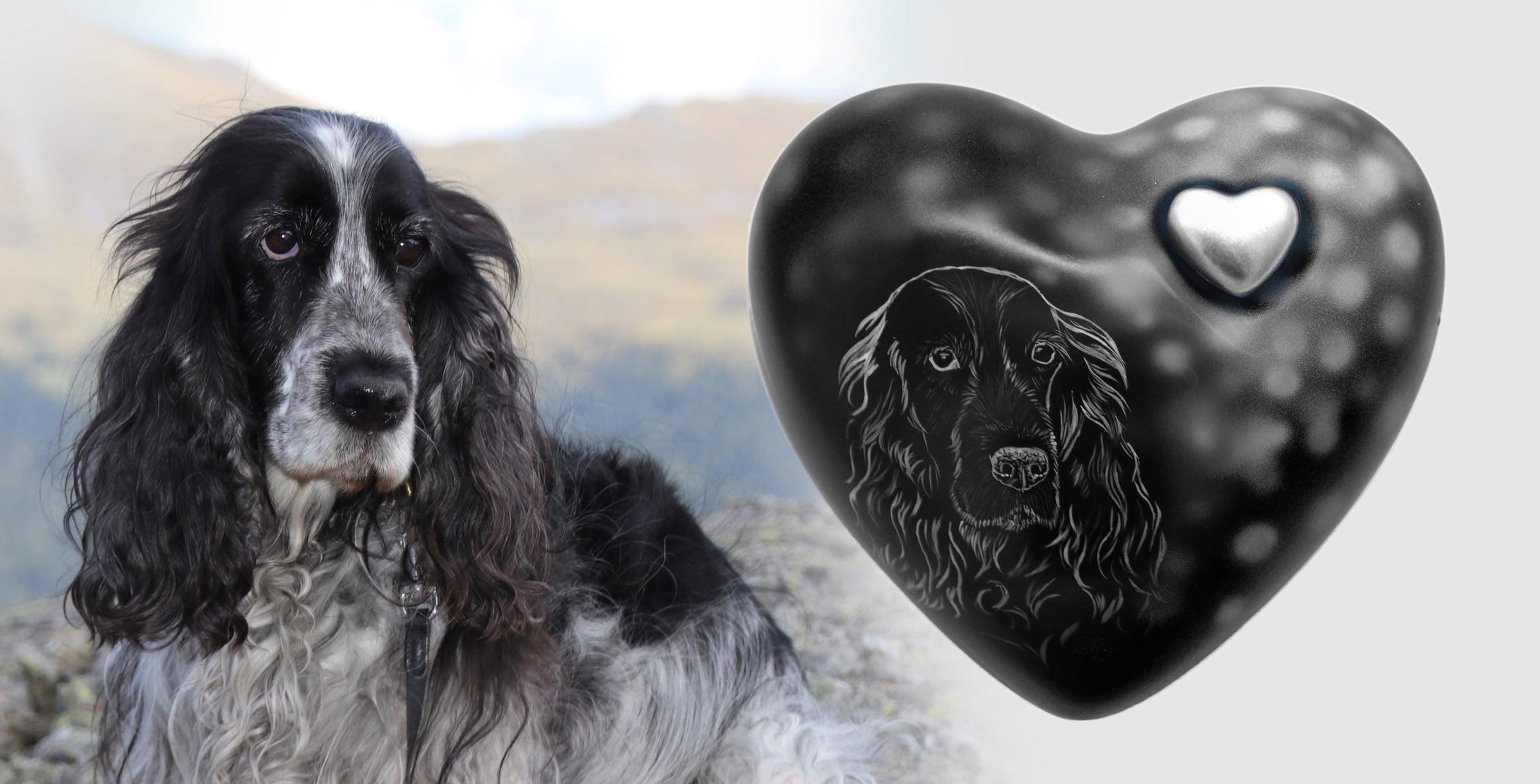 Hundeurne Lichterhund mit Ihrem Hund in Herzform