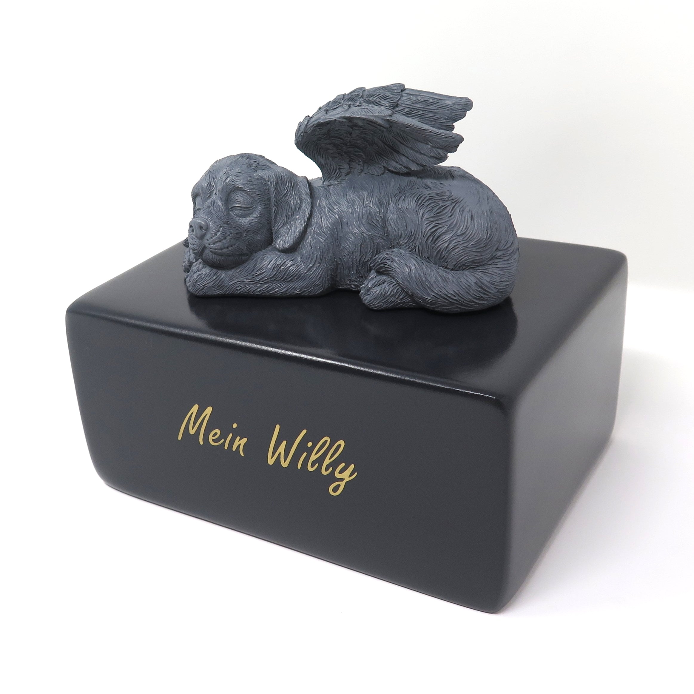 Hundeurne mit schlafenden Hund