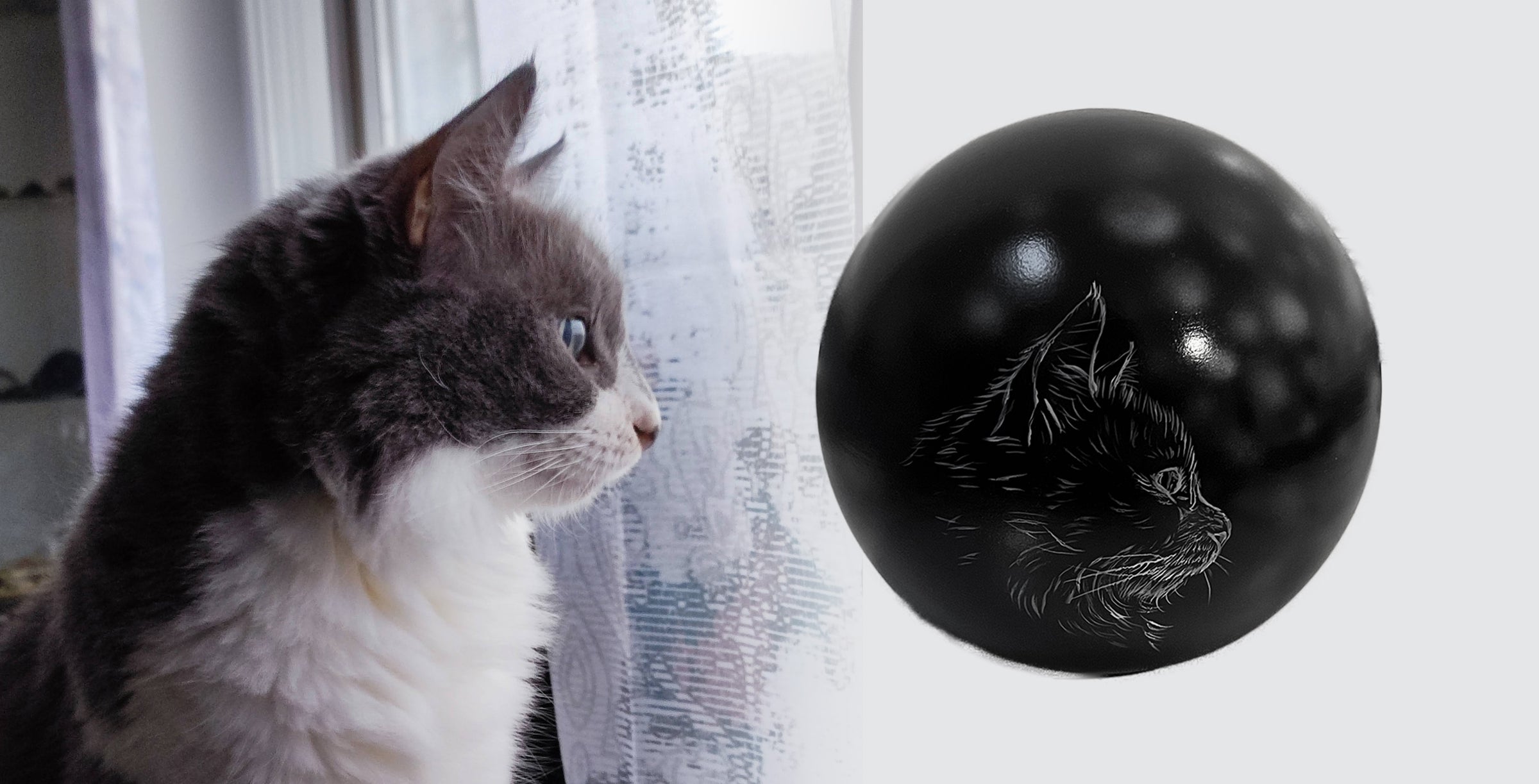 Kugelurne mit Katze nach Fotovorlage bemalt